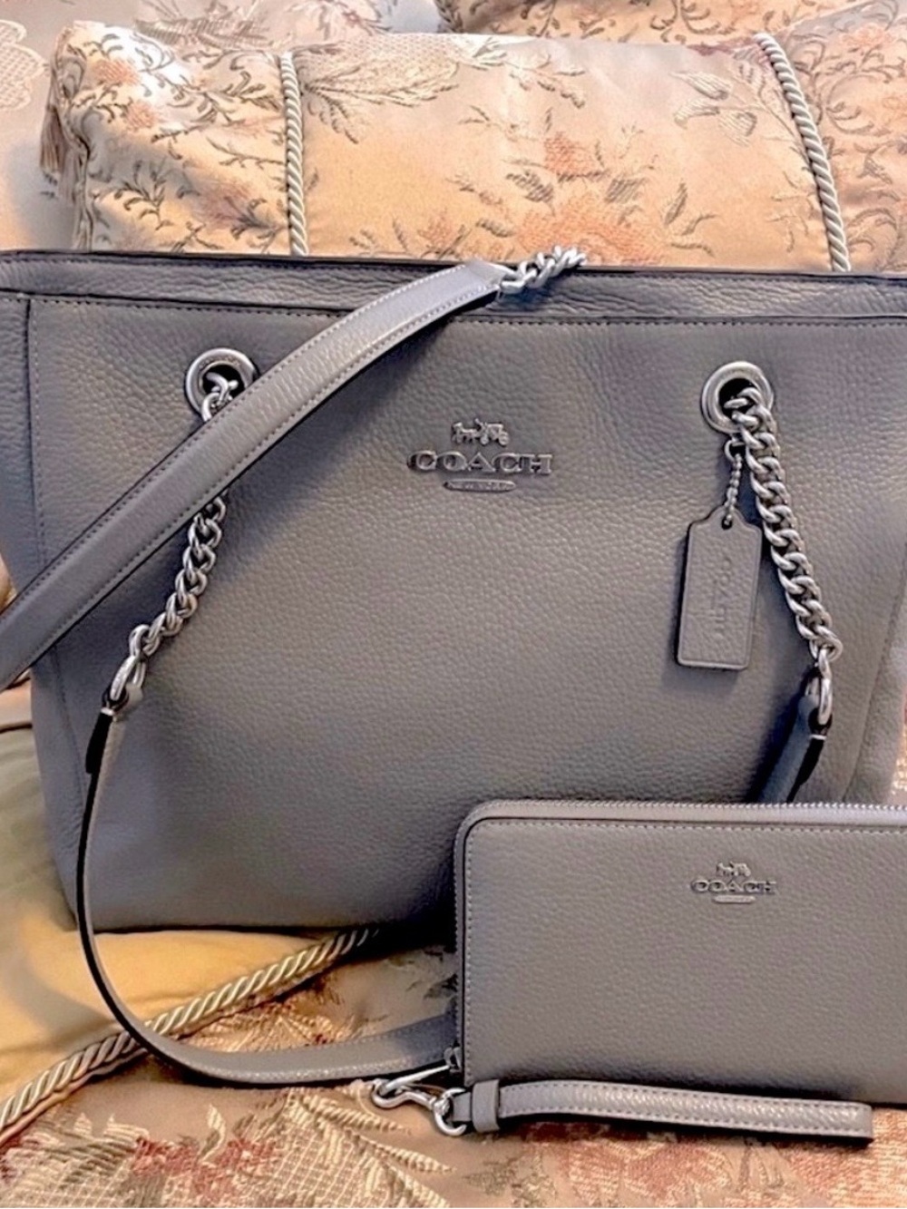 COACH MARLIE TOTE SV/GRANITE W/WALLET